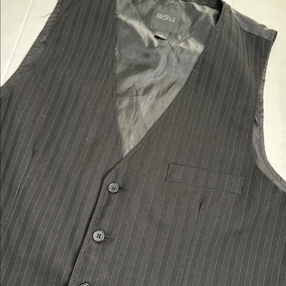 Mervyns Profile Pin Stripe Vest Size Large Button Down‎ Dark Academia Grunge